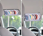 Car CD Case Holder, Vehicle Sun Visor Organizer for Cars with 12 DVD Storage Sleeves, 1 Mesh Pocket, 1 Pen Holder and Elastic Strap, Gray