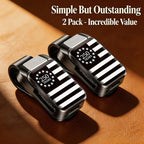 2 Pack Sunglasses Holder for Car, One-Handed-Operation Visor Sunglass Holder Clip, Easy Access Storage for Driving,Universal Fits (Black-White-250 Anniversary USA Flag)