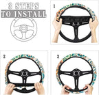 Boho Mandala Flower Pattern Sports Style Car Steering Wheel Cover Vehicle Wheel Protector Auto Wheel Cover Steering Wheels Accessories Universal Fit Car Truck Van SUV