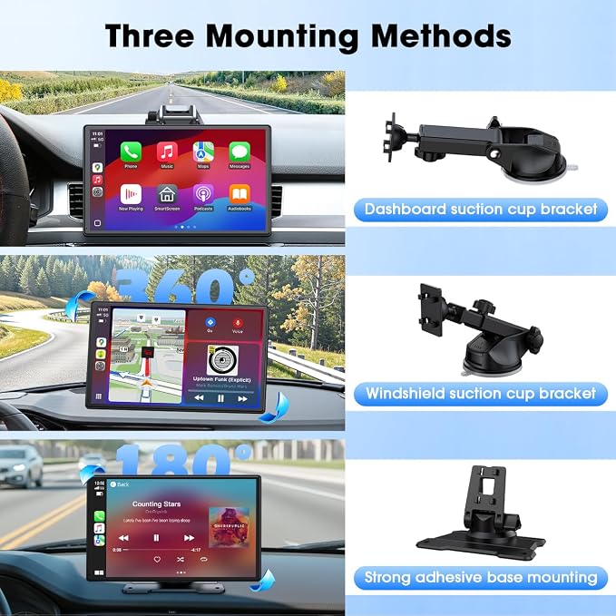 Carplay Screen for Car, 9'' Wireless CarPlay & Android Auto- Upgrade Portable Touchscreen with Bluetooth, Mirror Link, Voice Control, Hands-Free Calling,Plug & Play Car Play Screen