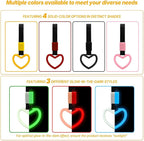 2 Pcs Heart Shaped Car Handle Strap – Drift Charm Rear Bumper Warning Ring Decor for Car Interior Exterior, Subway Bus Handle Accessory, Cute Heart Car Decor Gift for Women & Men (Yellow)