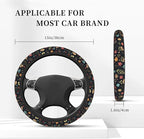 Watercolor Cute Floral Elastic Steering Wheel Cover Non-Slip Breathable Steering Wheel Protector Fit Auto, SUVs, Truck