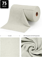 Microfiber Cleaning Cloth Roll- 75 Sheets, 12"x12" (CoolGrey) | Super Absorbent, Lint-free, Tear-away Microfiber Towel Roll, for All-Purpose Cleaning, Reusable Alternative to Paper Towels