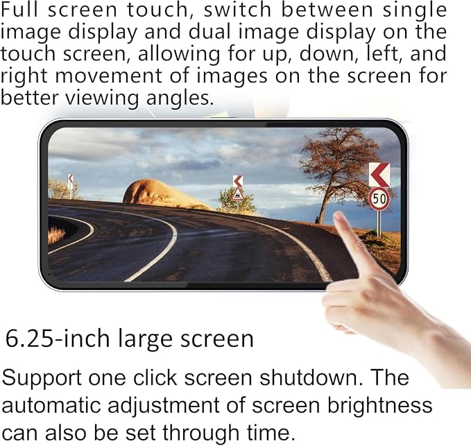 car Electronic Rearview Mirror, Right Blind spot Assistance Mirror for Vehicles, High - Definition Night Vision dashcam, Parking Monitoring, CMS (Black)