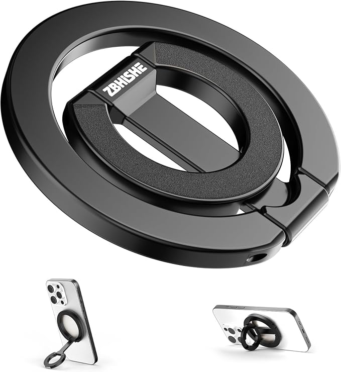 Magnetic Phone Ring for MagSafe Dual-Sided Magnetic Phone Grip Magnet Phone Stand Grip Compatible with iPhone 17/16/15/14/13 Pro Max Plus Mag Safe Accessory for Car Mounts