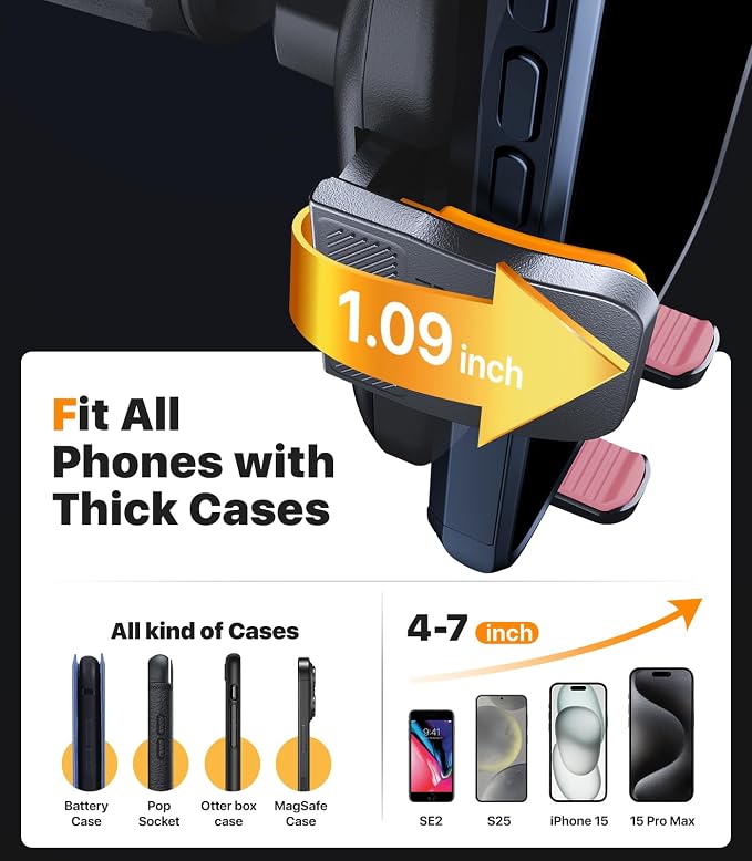 Ultra Stable Phone Holders for Your Car [Powerful & 360 Adjustable Suction Cup] Universal Car Phone Holder Mount Long Arm Flexible Car Mount for Dashboard Windshield Air Vent All Phone Case - Pink