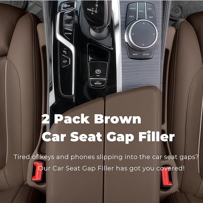 Car Seat Gap Filler, 2-Pack No-Drop Seat Side Gap Seam Filler Organizer with Phone Holder, Universal Fit Fill The Gap Between Seat & Console, Perfect for Car, SUV, Truck