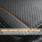 Car Armrest Storage Box Mat, Fiber Leather Car Center Console Cover, Car Armrest Seat Box Cover Accessories Interior Protection for Most Vehicle, SUV, Truck, Car (Black/Orange)