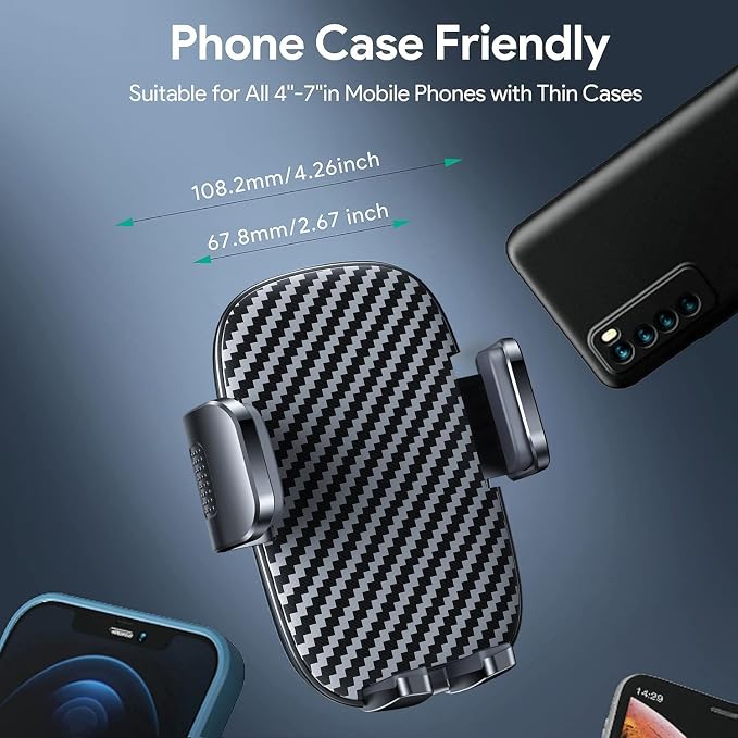 Car Phone Holder - Flexible Gooseneck Long Arm Phone Mount for Windshield with Washable Strong Suction Cup for All iPhone Android Smartphone