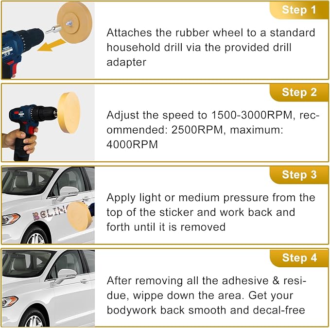 2 Pack Eraser Wheel Decal Remover Eraser Wheel Adhesive Remover with Adapter 4 Inch Rubber Eraser Wheel for Drill Removes Car Decal Vinyl Tape Graphics Pinstripe Sticker Remover | Fast Decal Removal: Efficiently Removes Car Decals, Vinyl, and Pinstripe...