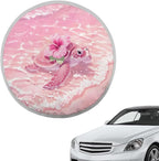 Pink Hibiscus Turtle Steering Wheel Sun Shade Cover Anti-Heat Aluminum Foil Steering Wheel Cover Sun Shade,Steering Wheel Sun Heat Shield for Car Truck SUV Van