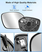 Driver Side Mirror Glass Fit for Honda Civic Acura Integra 2022 2023 2024 2025 Replace 76253T20A21, Rearview Mirror with Blind Spot and Heated, Left
