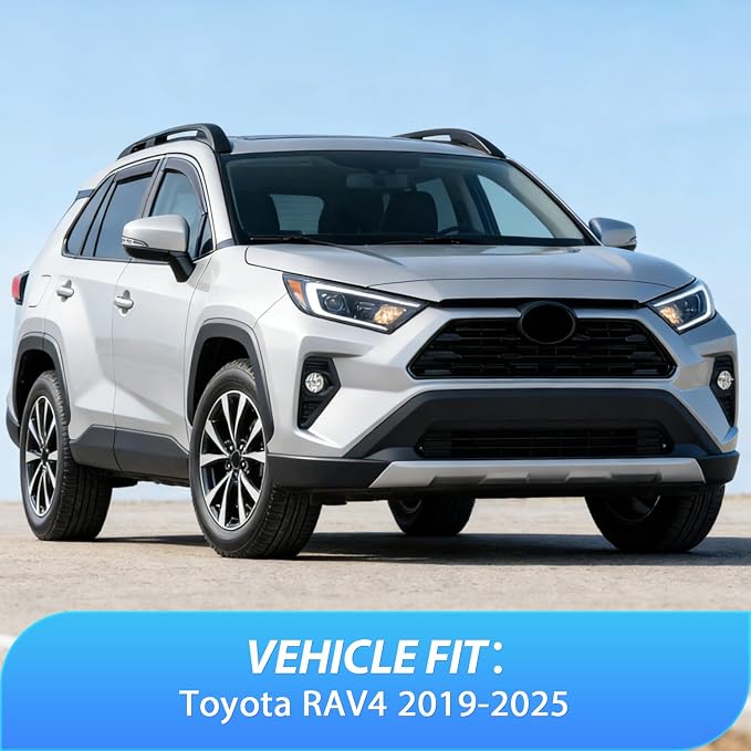 in-Channel Rain Guards for Toyota RAV4 2019 2020 2021 2022 2023 2024 2025, Light Smoky Blue Side Window Visor Deflectors Vent Shades, Rain Protection & Wind Noise Reduction, 4PCS