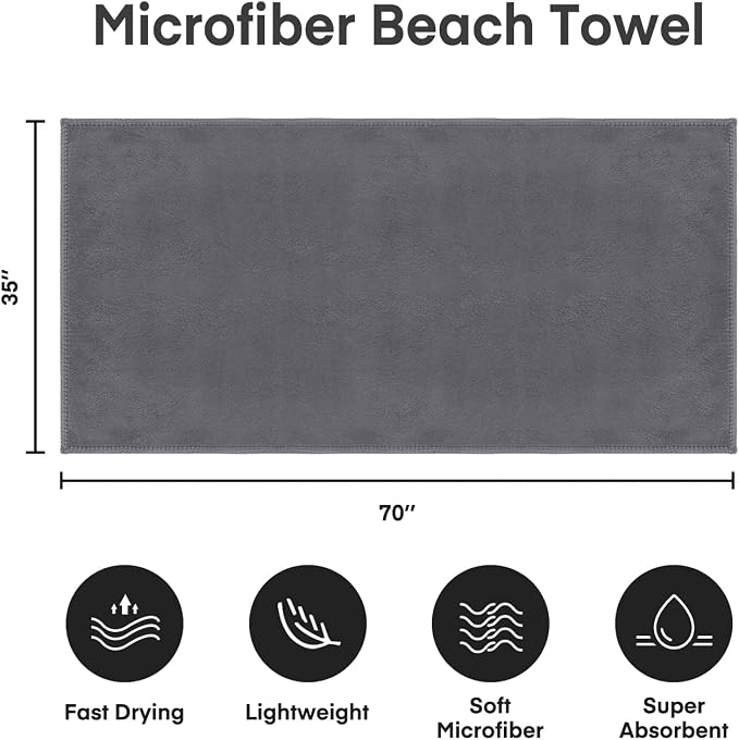 Extra Large Bath Towels, Microfiber Bath Sheet Towels for Body, 2 Pack 35" x 70", Oversized, Soft, Super Absorbent, Fast Drying, Perfect forSauna, Shower, Sport, Fitness, Yoga, Grey