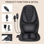 Back Massager with Heat, Massage Seat Cushion with 3D Back Traction, 8 Vibrating Motors Massager Chair Pad for Full Body Pain Relief, Ideal Gift for Father's Day/Parents/Friends Using in Office/Home