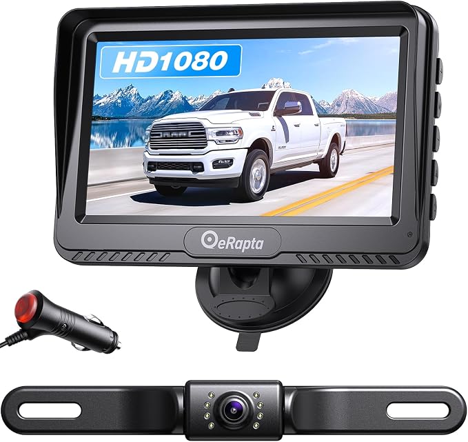 Backup Camera 4.3' HD 1080P Front Rear View Monitor kit IP69 Waterproof Night Vision DIY Grid Lines for Car Trucks RVs Tractors Bus Semi-Trailers Pickup A43