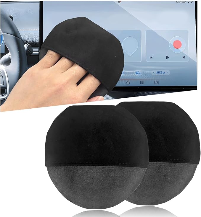 Car Screen Cleaner, 4.33"×4.33" Microfiber Auto Screen Cleaning Pad, Foldable Touch Screen Cleaner Cloth for Vehicle Dashboard LCD Display, Interior Car Accessories (Round, 2PCS)