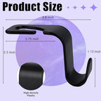 6 Pack Car Seat Headrest Hooks, Car Accessories for Women Men, Back Seat Purse Hanger Holder Hook, Universal Storage Organizer for Handbag Grocery Bags Coats (Black)