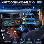 Single Din Radio Car Stereo Bluetooth,Radio Head Unit with FM/Dual USB/AUX/TF/EQ/MP3/RCA,12V Bluetooth Car Stereo Support Hands Free Calling,Clock Display,iOS & Android App Control,No CD(Black)