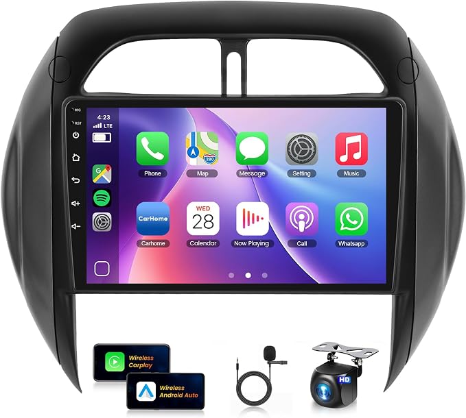 8Core4+64G Car Stereo for Toyota RAV4 2003-2005 Wireless CarPlay/Android Auto Android Radio with Qualcomm 9" IPS Touch Screen,BT5.1,DSP Hi-Res,GPS,SWC,Backup Camera for Toyota RAV4 Radio