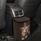 Lion Cross Print Car Trash Can with Lid, Leak Proof Auto Trash Bag Hanging Vehicle Garbage Can Multipurpose Storage Container for Back Seat Road Trip