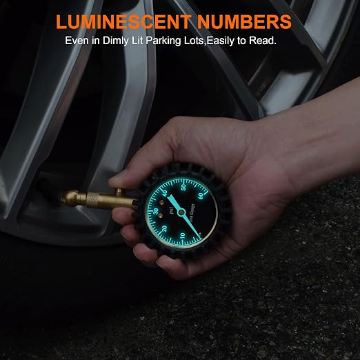 Tire Pressure Gauge,60 PSI Tire Gauges for Tire Pressure 2" Glowing Dial Air Pressure Gauge for Tires,Car Gifts Car Stuff for Men,Car Guys.
