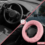 Steering Wheel Cover, Fluffy Car Wheel Covers for Women/Girls/Ladies，Soft Wool Fur Steering Wheel Protector, Universal 14 1/2 inches to 15 inches - Pink