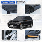 Half Car Cover, Windshield Cover for Ice and Snow Top with Reflective Straps, Roof Cover Waterproof All Weather Dust, Sun Protection. Front Rear Window Cover Fit SUV. YXL (158'' to 167'')