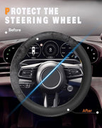 Car Steering Wheel Cover, Thin Anti-Skid Silicone Steering Wheel Cover for Men & Women, Universal Automotive Interior Accessories for Most Cars (Black)