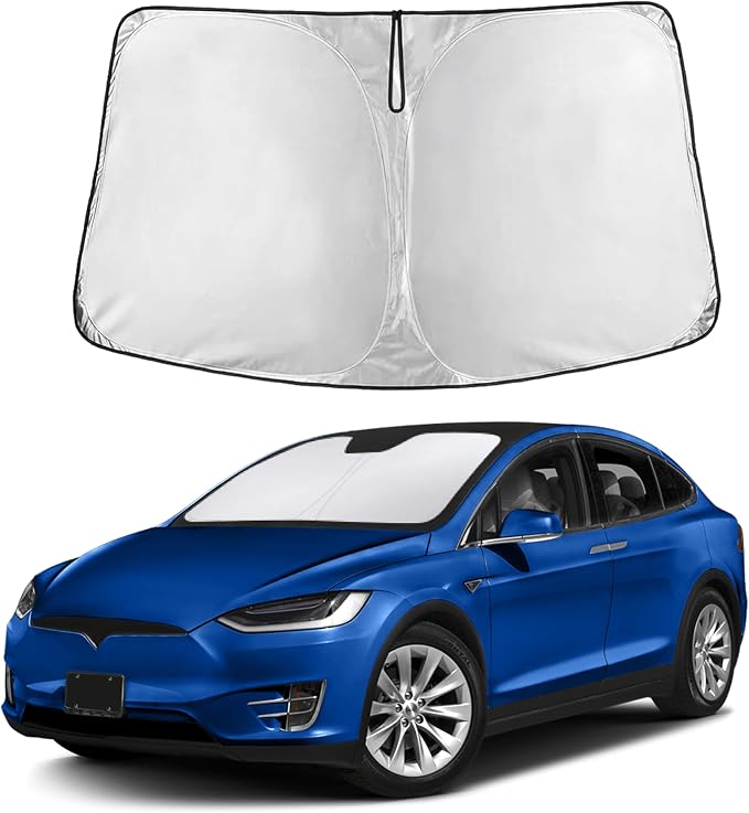 Windshield Sunshade Compatible for Tesla Model X 2016-2023 2024 2025, Sun Visor for Front Windshield & Window Sun Shade Cover, UV Heat Blocker & Protector, Car Accessories