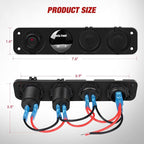 4 in 1 ON/Off Charger Socket Panel Dual USB Power Outlet LED Voltmeter Cigarette Lighter Socket Lighted ON Off Rocker Toggle Switch for Truck Car Marine Boats RV,2 Years Warranty