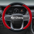 Leather Steering Wheel Cover for Chevy Silverado 1500 2500 3500, 14.5-15 inches Car Steering Wheel Cover with Non-Slip Breathable (Bright Red)