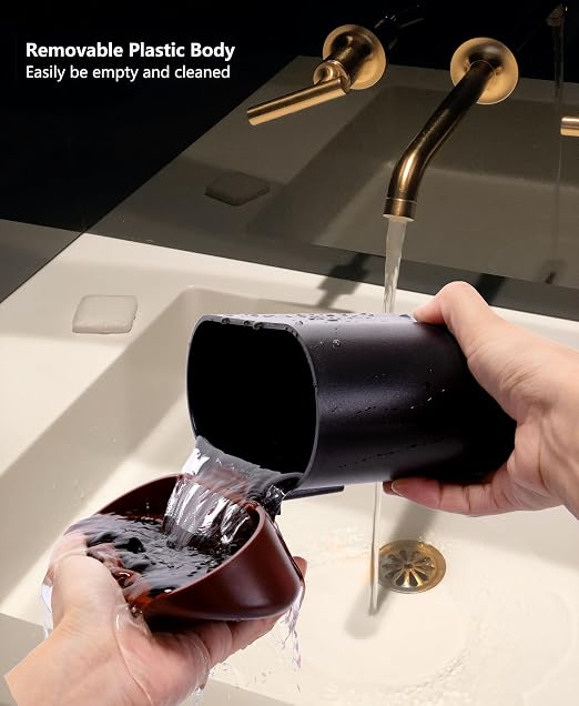 Mini Car Trash Can with Lid, Small Car Garbage Can, Cute Leakproof ABS Car Trash Bin, Car Accessories for Interior, Garbage Bin for Car, Home, Office with 60pcs Trash Bags Black/Brown