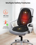 Vibration Back Massager with Heat, Heated Massage Chair Pad, Massage Seat Cushion, Chair Massager pad, seat Warmer 5 Vibrating Modes & 2 Heat Levels, Ideal Gifts for Men Women