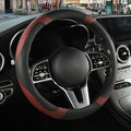 Black Burgundy Breathable Microfiber Leather Steering Wheel Cover | Breathable Anti Slip Grip Cool Sporty Look Glow for Women Men