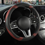 Black Burgundy Breathable Microfiber Leather Steering Wheel Cover | Breathable Anti Slip Grip Cool Sporty Look Glow for Women Men