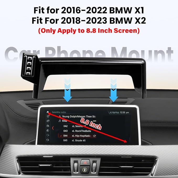 Car Phone Holder Compatible with BMW X1 2016-2022 / BMW X2 2018-2023 Accessories 8.8 inch Touchscreen Fixed Clip,360°Rotation Magnetic Phones Mount for Phones (not fit 6.5 inch)