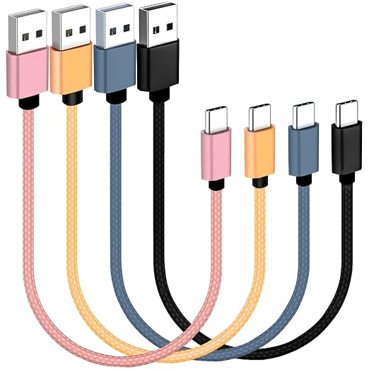 USB C Cable 1ft 4-Pack, 3A Fast Charging USB A to USB C Cord Nylon Braided Compatible with Samsung Galaxy A10e A20 A20S A51, S20 S10 S9 S8, Note 10 9 8, Moto G7 G8,Pixel 3, LG V30…