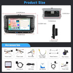 8Core 6G 128G Android Car Stereo for VW Passat Golf MK5 MK6 Jetta T5 EOS Polo Touran Seat Sharan Wireless Carplay Android Auto, 7'' Touchscreen Stereo with GPS Bluetooth WiFi FM/RDS DSP Rear Camera