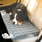 Dog Car Seat Cover for Back Seat, Sliver Gray Flannel Pet Bed Mat, Non-Slip Waterproof Bottom, Washable Dog Bed & Seat Protector for Cars SUVs Trucks, Fits Backseat Extenders