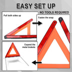 Foldable Warning Triangle Emergency Warning Triangle Reflector Safety Triangle Kit, Pack of 3, with Storage Case
