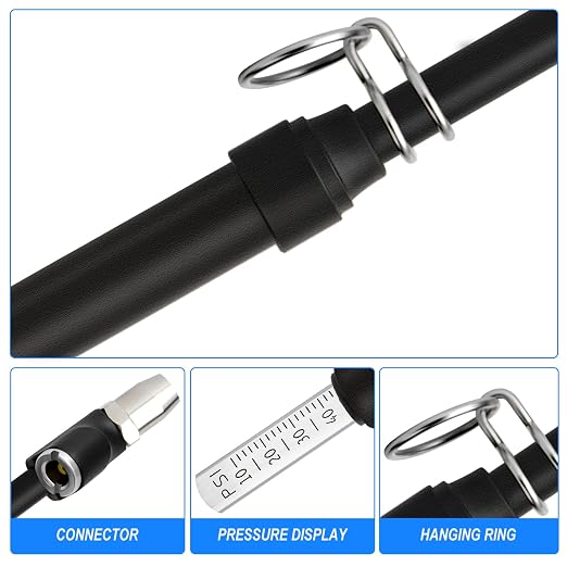Black Double Straight Type Tire Pressure Gauge, 10Pcs, 10-150 Psi, Suitable for Trucks, Cars, Motorcycles