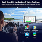 Wireless Portable Carplay Screen with 4K Dash Cam, 9" HD Touch Screen with A-pple Carplay & Android Auto Car Stereo, with 1080p Backup Camera, GPS Navigation/Mirror Link/Voice Control/Bluetooth