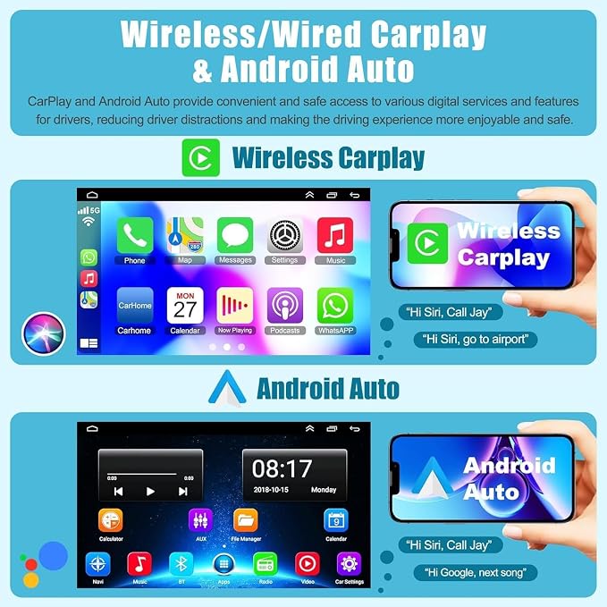 4G+64G Car Radio Stereo for Chevrolet Silverado & GMC Sierra 2014-2018, Wireless Carplay&Android Auto with Android 12 Support Bluetooth/Voice Control/GPS/WiFi/Back-up Camera/SWC/FM, 10.2" Car Radio