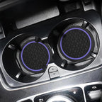 Mandark 4PCS Car Cup Holder Coasters, 2.75 Inch Non-Slip Insert Water Bottle Holder Pads, Dustproof Automotive Interior Accessories Mat, Universal for Vehicles, Trucks, RVs and More (Black/Purple)