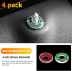 4 Pcs Bling Car Inner Door Lock Covers, Crystal Pull Rod Bolt Stickers, Sparkly Rhinestones Auto Door Bolt Decorations, Vehicle Lock Pin Cap Decors for C Class C200L GLC260 C260L (Green)