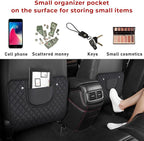 2 PCS Car Kick Mats, Leather Back Seat Protector with Storage Bag, Waterproof Automotive Backseat Cover Pad Prevent Kids Dirt Mud and Scratch, Interior Car Accessories(Black & Black)