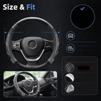 Leather Large Steering Wheel Cover 14 1/2 inch to 15 inch Universal, Soft Grip Breathable for Car Truck SUV Jeep Anti Slip Gray