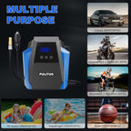 12V DC Tire Inflator - Portable Air Compressor 35L/min, 150 PSI Car Tire Pump with Auto Shut Off, Digital Pressure Gauge and LED Light, Blue