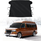 Windshield Cover for Ice and Snow for 1996-2024 2025 2026 GMC Savana Van/Chevy Express Accessories Enhanced Waterproof Passenger & Cargo All Weather Windshield Frost Cover for Savana Van for Winter